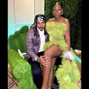 Dominique Tulle Ruffle Dress - Green